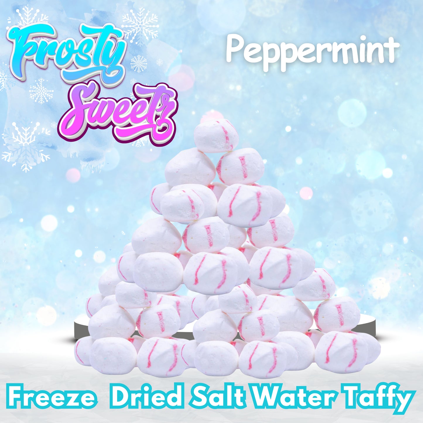 Freeze Dried Salt Water Taffy Candy Cane Peppermint